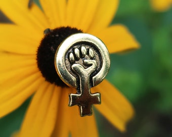 Gold Feminist Power Lapel Pin- CC640G- Votes for Women, Votes, Election, Feminist, Women's Rights, Suffragist, #MeToo, #TimesUp
