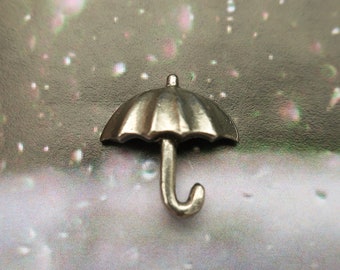 Umbrella Pewter Lapel Pin- CC460- Clima, lluvia, meteorólogo y pines de pronóstico