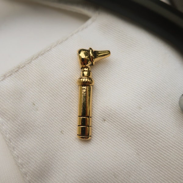 Otoscope Gold Dipped Pewter Lapel Pin- CC650- Ear, Auriscope, Medical Devices, Check Up, Doctors, Health, and Medical Pins