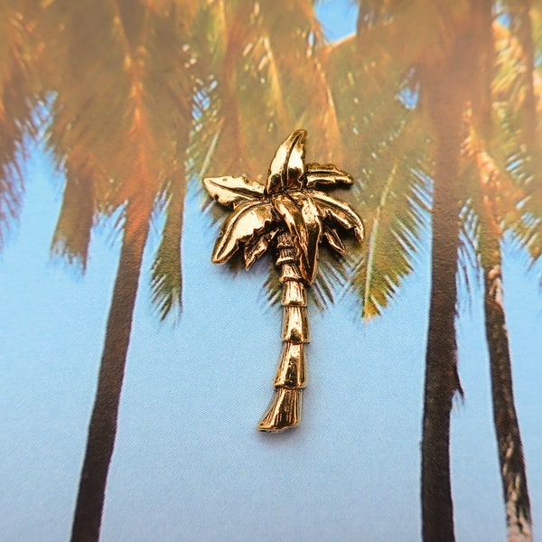 Gold Palm Tree Lapel Pin- CC551G- Tropical, Trees, Coconuts, Vacation, Florida, and Island Life Gifts