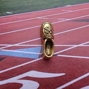 Sneaker Gold Dipped Pewter Lapel Pin - CC224G- Running and Marathon Pins- Charity Walks and Walk a thon Lapel Pins