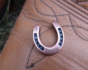 Pin de solapa de peltre bañado en cobre con forma de herradura - CC463C - Pines de la suerte - Pines para la buena suerte - Pines de vaquero - Rodeo