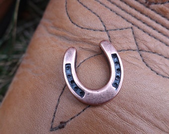 Horseshoe Copper Dipped Pewter Lapel Pin- CC463C- Lucky Pins- Pins for Luck- Cowboy Pins- Rodeo