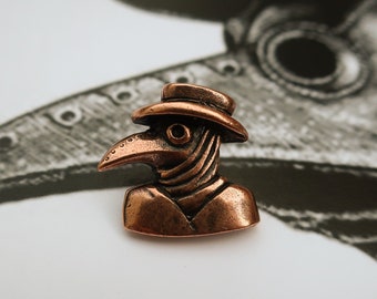 The Plague Doctor Copper Dipped Pewter Lapel Pin- Medieval PPE, Plague, Epidemic, and Medical Lapel Pins