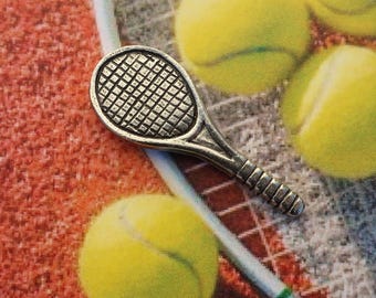 Pewter Tennis Racquet Lapel Pin – Hand Cast Sport Jewelry