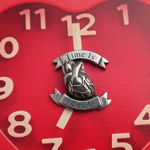 Time is Muscle Heart Attack Awareness Lapel Pin- CC712- Nurses, Physicians, ER, Cardiology and Medical Lapel Pins for White Coats