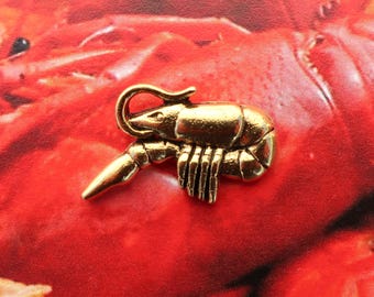 Crawfish Gold Lapel Pin - CC256G- New Orleans, Louisiana, Creole Cooking, Crayfish, Seafood Pins and Gifts