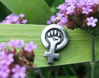 Feminist Power Lapel Pin- CC640- Votes for Women, Votes, Feminist, Women's Rights, #MeToo, #TimesUp,  and Women's Equality Pins