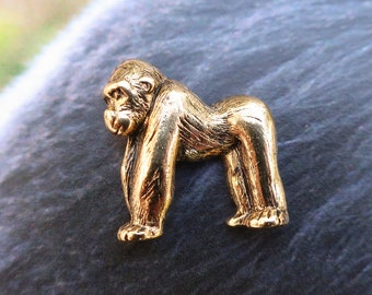 Gorilla Gold Dipped Pewter Lapel Pin - CC253G- Gorilla, Silverback, Apes, Wildlife, and Zoo Pins