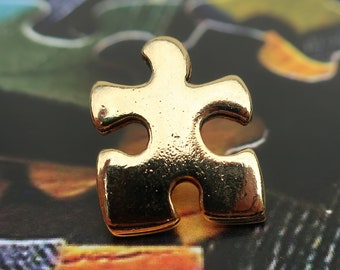 Gold Puzzle Piece Pin- CC372G- Puzzle Piece, Jigsaw Puzzle, Essential Piece, Teamwork Pins