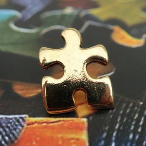 Gold Puzzle Piece Pin- CC372G- Puzzle Piece, Jigsaw Puzzle, Essential Piece, Teamwork Pins