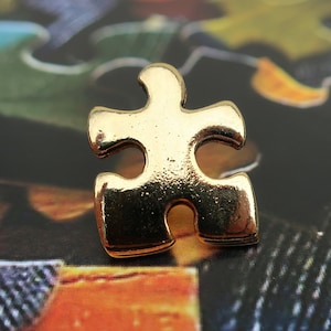 Gold Puzzle Piece Pin- CC372G- Puzzle Piece, Jigsaw Puzzle, Essential Piece, Teamwork Pins