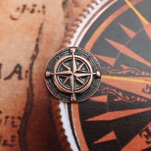 Compass Rose Copper Lapel Pin- CC709C- Compass, Wind of Roses, Cardinal Direction and Navigation Lapel Pins