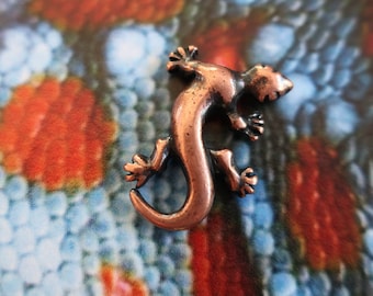 Gecko Copper Lapel Pin - CC360C- Reptile and Lizard Pins, Wildlife and Animals