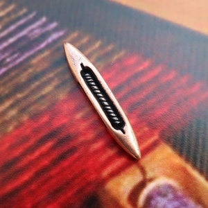 Weavers&#39; Shuttle Copper Lapel Pin- Weaving, Quilting, and Guild Pins and Accessories