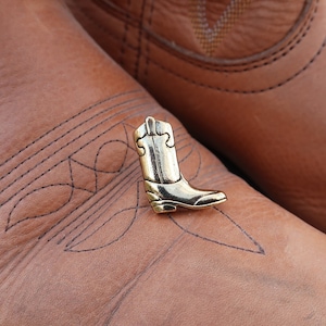 Gold Cowboy Boot Lapel Pin - CC220G- Cowboy, Rodeo, Western, and Country Pins