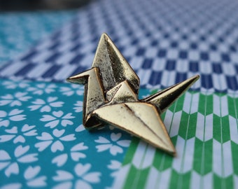 Gold Origami Crane- CC633G- Origami, Japanese, Sebanzuru, and Paper Crane Pins