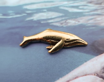 Humpback Whale Gold Dipped Pewter Lapel Pin- CC588G- Humpback Whale, Whales, Ocean, Ocean Animals and Aquarium Pins