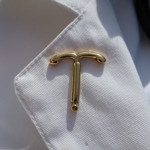 Gold IUD Lapel Pin- CC636G- Intrauterine Device, Contraception, Birth Control, and Women's Health Lapel Pins