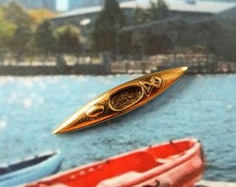 Kayak Gold Dipped Pewter Lapel Pin- CC526G- Paddle and Kayaking Gifts- Summer- Kayaker Pins- Water Sports