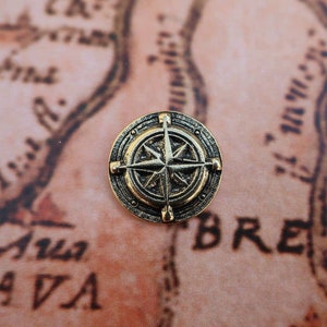 Compass Rose Gold Lapel Pin- CC709G- Compass, Wind of Roses, Cardinal Direction and Navigation Lapel Pins