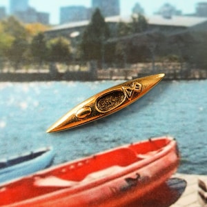 Kayak Gold Dipped Pewter Lapel Pin CC526G Paddle and Kayaking Gifts Summer Kayaker Pins Water Sports image 1