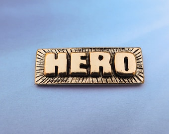 Hero Gold Lapel Pin- CC667G- Hero, Heroic, Brave, Recognition and Appreciation Lapel Pins