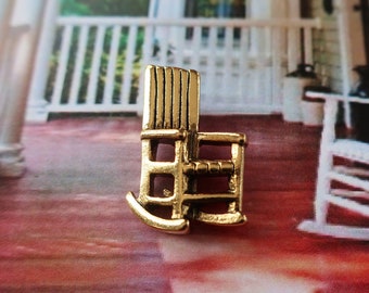 Rocking Chair Gold Dipped Pewter Lapel Pin- CC483G- Front Porch, Porch, Rocking Chair, Home and Nostalgia Pins