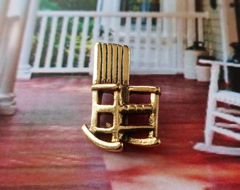 Rocking Chair Gold Dipped Pewter Lapel Pin- CC483G- Front Porch, Porch, Rocking Chair, Home y Nostalgia Pins