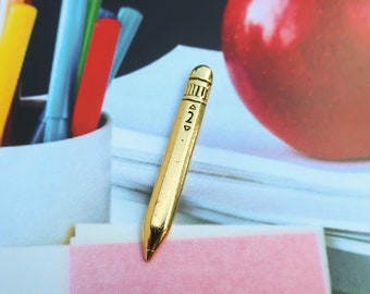 Pencil Gold Lapel Pin - CC323G- Teacher, School, and Student Pins and Gifts- Writing, Authors, and Literature Pins