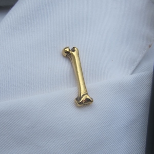 Gold Femur Lapel Pin- CC510G- Anatomy and Anatomical Pins- Leg Bone, Bone, Tibia, and Medical Pins