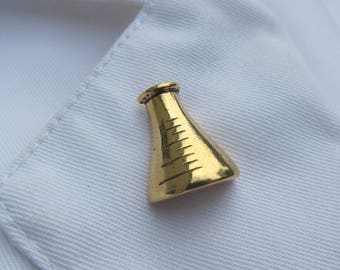 Gold Flask Lapel Pin- CC296G- Science and Laboratory Pins for Scientists, Science Teachers, Chemistry, Chemistry Teachers, Lab Technicians