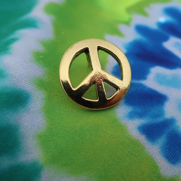 Gold Peace Sign Lapel Pin- CC370G- Peace, Peace Symbol, Love, and Hippie Pins