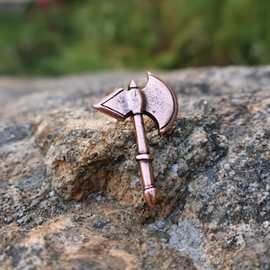 Battle Axe Copper Dipped Pewter Lapel Pin- CC676C- Medieval and Viking Combat Axes and Tools
