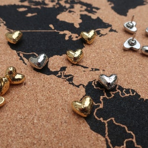 Heart Map Pins - Set van 10 - Gouden of zilveren afwerking - MP107 - Pinpoint speciale plaatsen of de locatie van dierbaren met onze Heart Map Pins