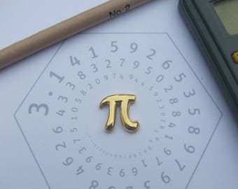 Gold Pi Lapel Pin- CC295G- Math Pins for Mathematicians, Math Teachers, Nerds, Geeks, Pi Day