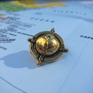 Gold Globe Compass- CC454G- World, Globe, Earth, Explore, Americas, North America, South America, and Navigation Pins