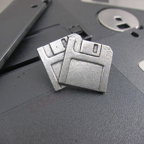 Floppy Disks Lapel Pin - CC273- Floppy, Diskette, Storage, Computer, Technology, Geek Pins