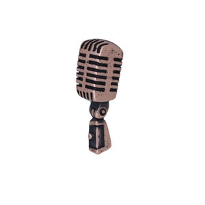 Microphone Copper Lapel Pin-CC529C Mic, Broadcast, and Sound Wave Pins for Radio, and Audio Engineering image 2