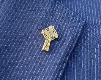 Gold Celtic Cross Lapel Pin-CC512G- Celtic, Irish, Gaelic, and Cross and Religious Pins
