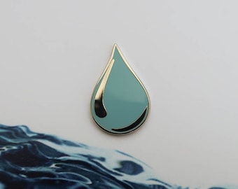 Water Drop Enamel Lapel Pin-EP124- Water, Raindrop, Water Drop, Drop of Water, H2O