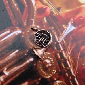 French Horn Copper Dipped Pewter Lapel Pin- CC136C- French Horn, Brass Instruments, Instruments, Music, and Music Teacher Pins