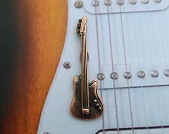 Electric Guitar Copper Dipped Pewter Lapel Pin - CC139C- Music, Musical Instruments, Rock Band, Band, and Music Teacher Gifts