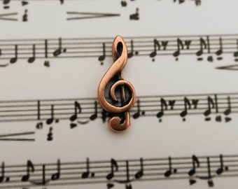 G-Clef Copper Lapel Pin-CC333C- Pines de música- Pines de profesor de música- Clave de sol