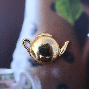 Gold Teapot Lapel Pin- CC146G- Tea, Tea Time, Tea Party Favors, and Teapot Pins