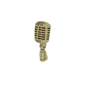 Gold Microphone Lapel Pin-CC529G- Mic, Broadcast, and Sound Wave Pins for Radio, and Audio Engineering