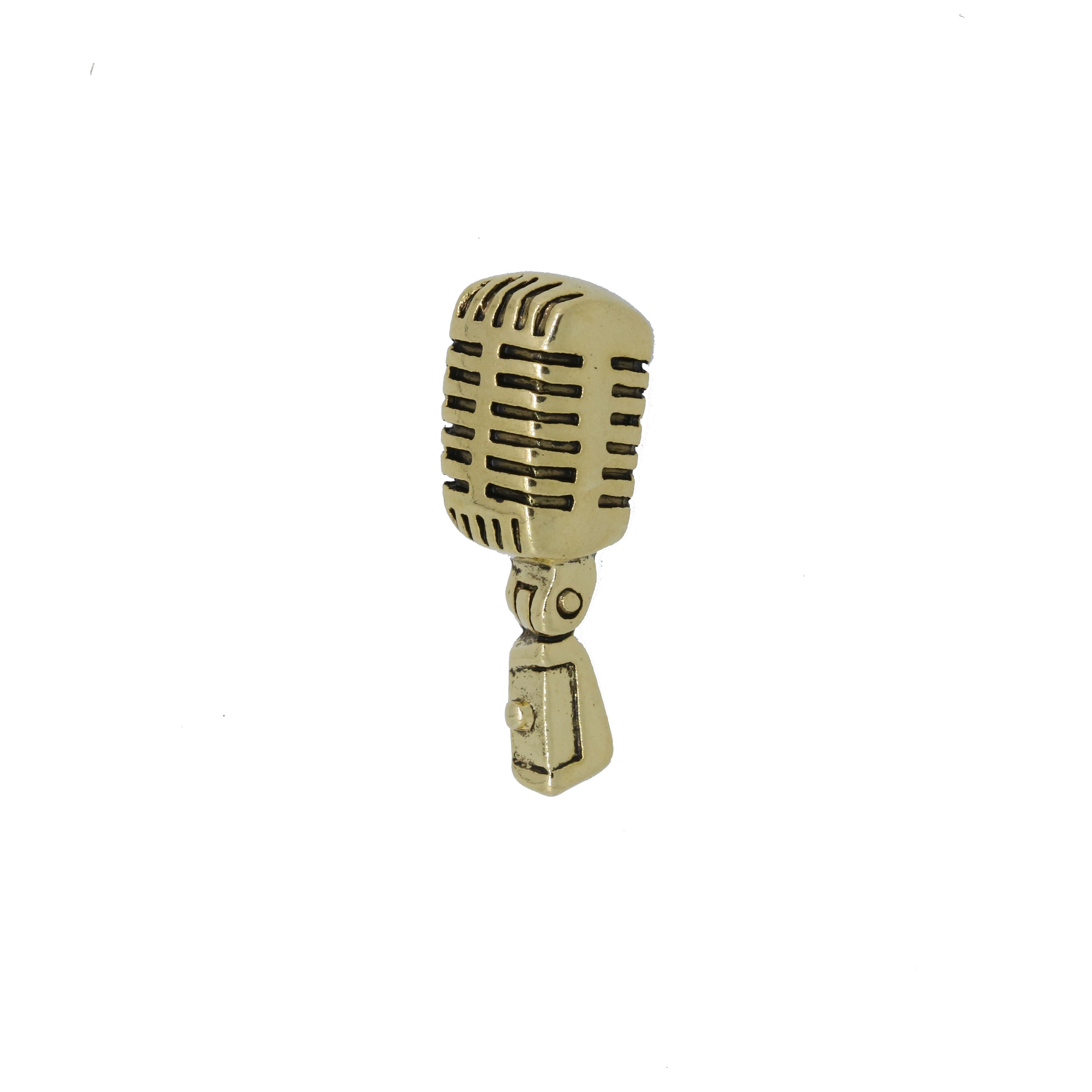 JimClift Gold Microphone Lapel Pin-CC529G- Mic, Broadcast, and Sound Wave Pins for Radio, and Audio Engineering