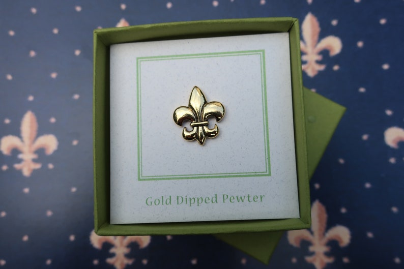 Gold Fleur de Lis Lapel Pin CC257G Fleur de Lis, Saints, Lily Flower, and New Orleans Pins image 5