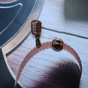 Microphone Copper Lapel Pin-CC529C Mic, Broadcast, and Sound Wave Pins for Radio, and Audio Engineering image 6