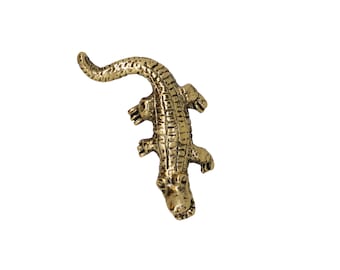 Gold Crocodile Lapel Pin- CC320G- Alligator, Gator, and Animal and Reptile Lapel Pins
